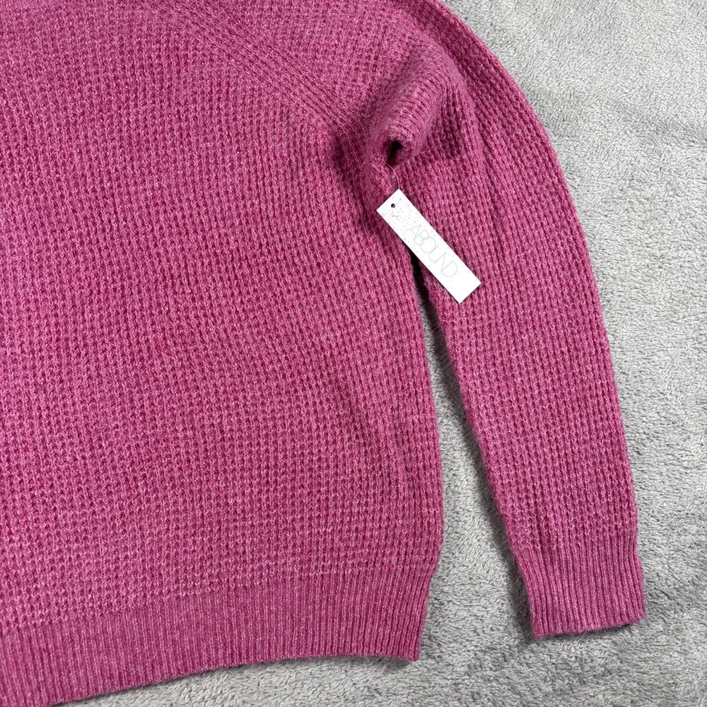 Abound‎ Women's Thermal Knit Pullover Sweater Pink Cyclamen Size XS New